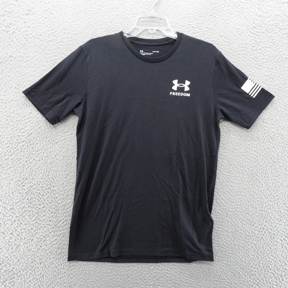 Under Armour Freedom Flag T-Shirt Mens Small Black Short Sleeve Graphic Tee